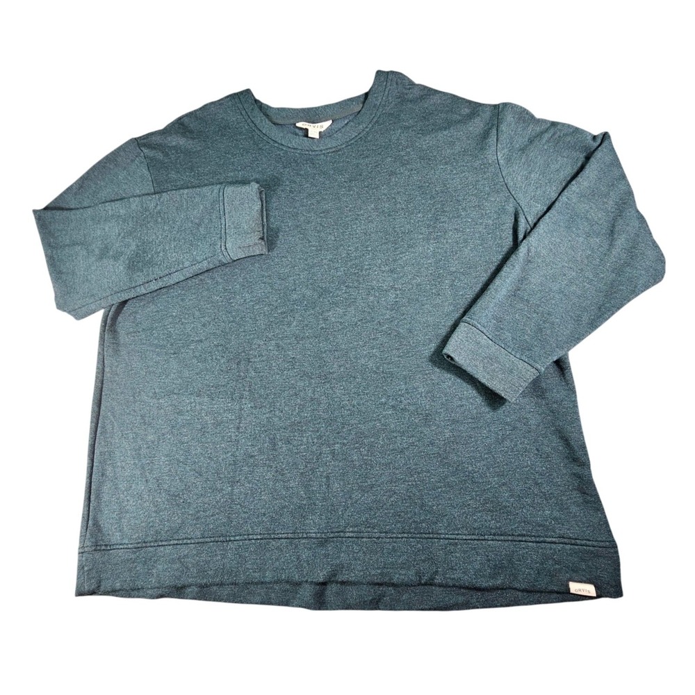 ORVIS Modal Blend Crew Neck Pullover Mens XL Heathered Teal SuperSoft Sweatshirt
